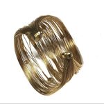 Gold Tone Wire Cuff Bracelet with Rhinestones Gold Photo 2