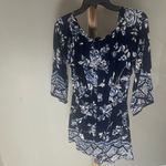 Angie  Blue White Floral Boho Romper – Size Large Photo 2