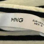 Mango MNG White Black Striped Round Neck Short Sleeve Pullover Tee Shirt Top L Photo 2