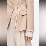 ZARA  Limited Edition Collection Wide Lapel Jacket  Wrap Tie Blazer Beige M NEW Photo 4