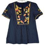 Madewell  Fable Floral Striped Embroidery Short Sleeve Blouse Small Photo 0