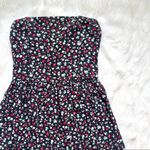 Hollister  Navy and Red Mini Floral Strapless Dress Photo 1