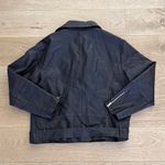 Boohoo Biker Jacket Faux Leather Belted Size US 8 Chocolate Brown Photo 3