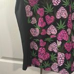 Heart and Leaf Print ladies scrub top new with tags Black Size L Photo 2