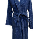 Vintage LJ Lawford Chenille Robe Blue Shawl Collar Belted Bathrobe Size Small Photo 0