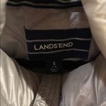 Lands' End Wide Channel Quilted Puffer Coat Small Silver Down Filled Zip Jacket Photo 2