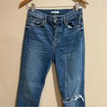 GRLFRND  reed button fly distressed high rise slim leg jeans in sandblast 27 Photo 2