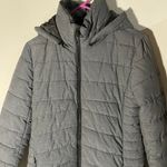 Express woman’s long puffer coat, small, winter coat, puffer coat Gray Photo 3