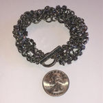 American Eagle  Aged Silver Tone Boho CZ Rhinestones Multi Strand Bracelet Photo 2