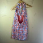 Maeve  Anthropologie Halter Top Dress Coral Blue Floral Size‎ Large Photo 8
