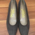 Salvatore Ferragamo Vintage  Taupe Diamond Print Suede Low Heel Pumps Size 6 AAAA Photo 1