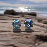 Handcrafted earrings with Swarovski crystal with sparkly crystals and silver Gold Photo 0