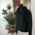 6 Degrees  Black Double-Breasted Pea Coat Collared long sleeve Full Zipper Front Photo 4