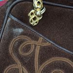 Vintage Yenko Italy Brown Suede Embroidered Top Zip Crossbody Bag Purse Photo 7