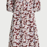 Free Assembly puff sleeve midi floral dress size large Brown Photo 0