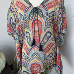 J. McLaughlin  Delicate Lightweight Cotton Kaftan Tunic Blouse‎ Boho Paisley XS-S Photo 0