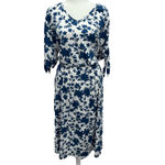 Acting Pro Navy and White Floral Knit V Neck Short Sleeve Dress by Size 1X Photo 8