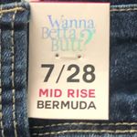 Ymi Jeans Womens Mid-rise Ripped Bermuda Shorts Dark Jean Short Size 7/28 NWT Photo 4