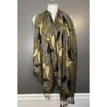 Pashmina  Scarf Womens Gold Gray Paisley Cashmere Silk Wrap Shawl Made Italy Photo 1