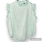 EMERY ROSE size XL frill mock neck ruffle cap sleeve tank light green sheer NWT Photo 1