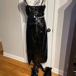 H&M High-Rise Pencil Skirt Black Knee Length Faux Leather Women's Size 8 Vinyl Glossy Vintage Y2k Whimsygoth Coquette Photo 5