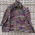 Vintage handmade oversize knit cardigan sweater cozy Purple Size L Photo 2