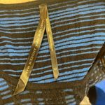 Andrew Marc  Checkered Knee Length Dress in Black and Blue Photo 7