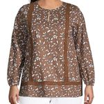 Lands' End  Tunic Top Womens 2XL Brown Cotton Popover Boho Cottage Earthy Blouse Photo 0