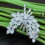 Vintage Unsigned Clear Rhinestones Pave Silver Photo 4