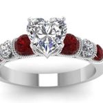 1 carat heart shaped diamond engagement ring ruby silver Wedding Bridal Rings Red Size 10 Photo 6