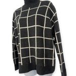 Saks 5th Avenue Saks Fifth Ave XS Wool Cashmere Mock Neck Grid Windowpane Pullover Knit Sweater Photo 1