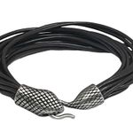 Stainless Steel π Snake Multi Strand Leather Bracelet π Dark Brown Leather π Photo 12