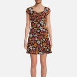 No Boundaries Floral Puff Sleeve Mesh Lined Ruffle Mini Cap Sleeves Dress  XXL 19 Photo 1