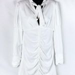 Alexis  Lindon White Jacquard Shirt Mini Dress Long Sleeve Cocktail Bridal Large Photo 0