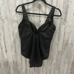 MiracleSuit  Sanibel Polka Dot Swimsuit 14 Womens Padded Slimming Ruched Black Photo 1