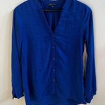 Tommy Hilfiger royal blue long sleeve v neck button down blouse xs Photo 0