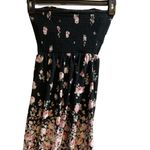 No Boundaries  Juniors L Black Floral Strapless Mini Dress Smocked Button-Front​ Photo 1