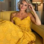 Lulus  Charm and Charisma Burnout Floral Midi Dress in Mustard Yellow XL‎ Photo 11