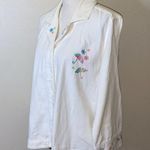 Christopher & Banks  white embroidered beach summer 3/4 sleeve button down shirt Photo 1