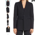 Lewit Black Pinstripe Blazer Size 4 Women’s Double Breasted with Waist Tie Photo 1