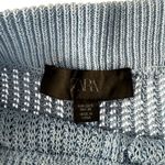 ZARA  Women's Small Knit Lounge Set Blue Pink Trim Short Sleeve Button Top Shorts Photo 4