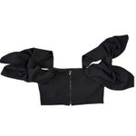 TOCCIN X RTR Puff Bow Sleeve Crop Top Black Taffeta Off Photo 3