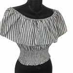 Flying Tomato  blue & Ivory striped ruffle crop too Photo 3