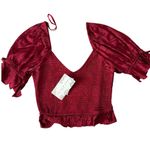 Band of the Free Lea Rhubarb Romantic Boho Ruffle Smocked Crop Top M Red Size M Photo 1