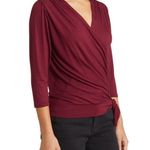 Loveappella Elegant Burgundy Faux Tie Wrap Top Size Small New WOT Photo 1