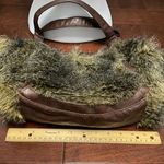 Bueno Cream Gray Brown Faux Fur Shaggy Hobo Purse Shoulder Bag Photo 8