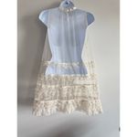 Free People  Ivory Sheer Mesh Ruffle Tunic Mini Dress XS Romantic Boho Festival Photo 1