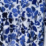 Habitat  clothing Blue Floral Collar Button Down Linen 3/4 Sleeve Top Medium Photo 2