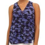 Rebecca Taylor Double V Pleated Silk Tank 4 Blue Photo 0