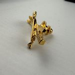 Skis Poles Clear Rhinestone Gold Tone Lapel Pin Tie Tack Skier Ski Avon Jewelry Photo 1
